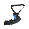 Black and blue neoprene shoulder stabilizer with adjustable straps and buckle, made in the USA, best orthopedic braces for.
