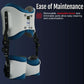 Hip abduction orthosis bilateral model with white rigid frame and blue padded washable liners, adjustable black hinges, made .