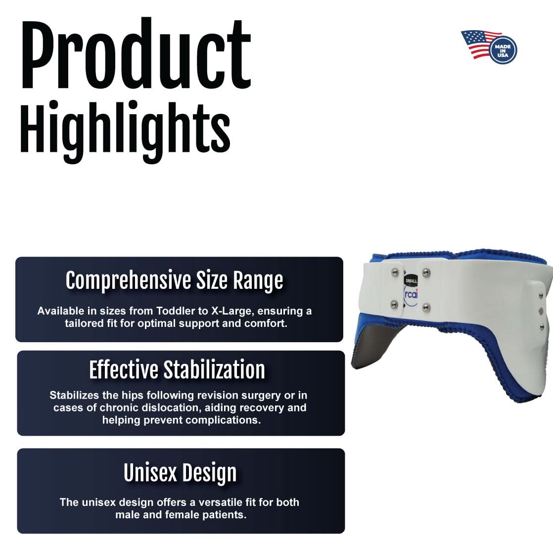 Hip Abduction Orthosis Girdle with comprehensive size range from Toddler to X-Large, unisex design, effective stabilization, .