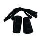 Black pediatric knee brace accessory kit with two padded cylindrical supports and adjustable securing straps.
