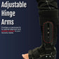 Close-up of RCAI TA Boot on leg showing adjustable hinge arms with red stitching and black straps, made in the USA, best.