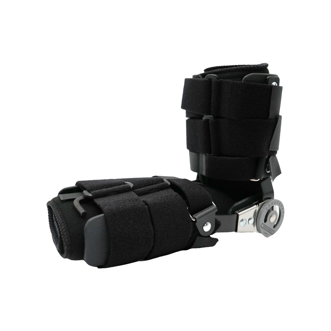 Universal black pediatric leg brace with adjustable straps and metal hinges, made in the USA, best orthopedic braces by RCAI .