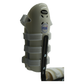 Beige humeral arm brace with three adjustable white straps and black metal hinge, medium size, branded with blue RCAI logo,.