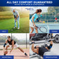 Collage showcasing ActiveEase Compression Elbow Brace worn during golf, tennis, basketball, and weightlifting; made in the.